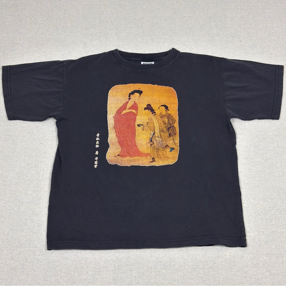 Vintage BNK Faded Black Boxy T-Shirt Y2K Chinese Streetwear